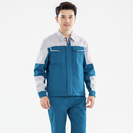 新款湖藍色拼淺灰秋季工作服AC20-2
