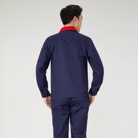寶藍拼大紅色機械加工工作服AC2201-1
