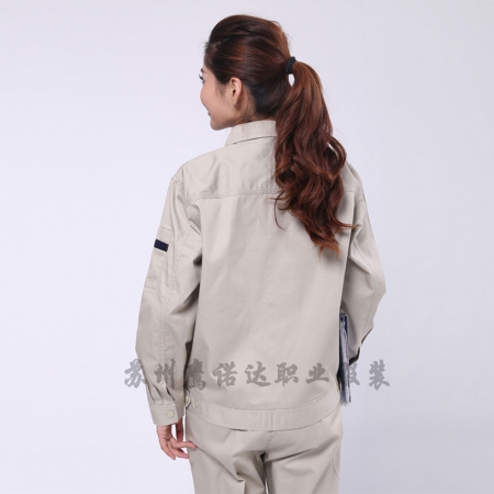 米色拼蘭色滌棉紗卡生產加工工作服AC087-SC
